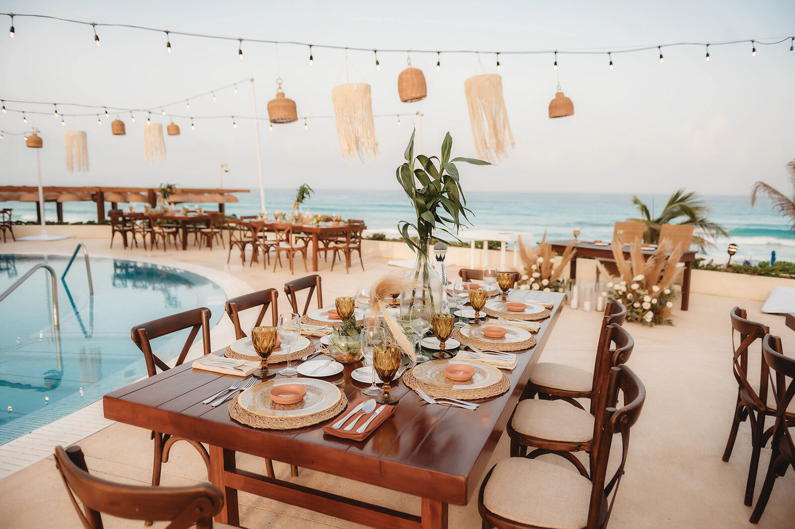 Wedding Reception detail photos at Live Aqua Resort in Cancun, Mexico.