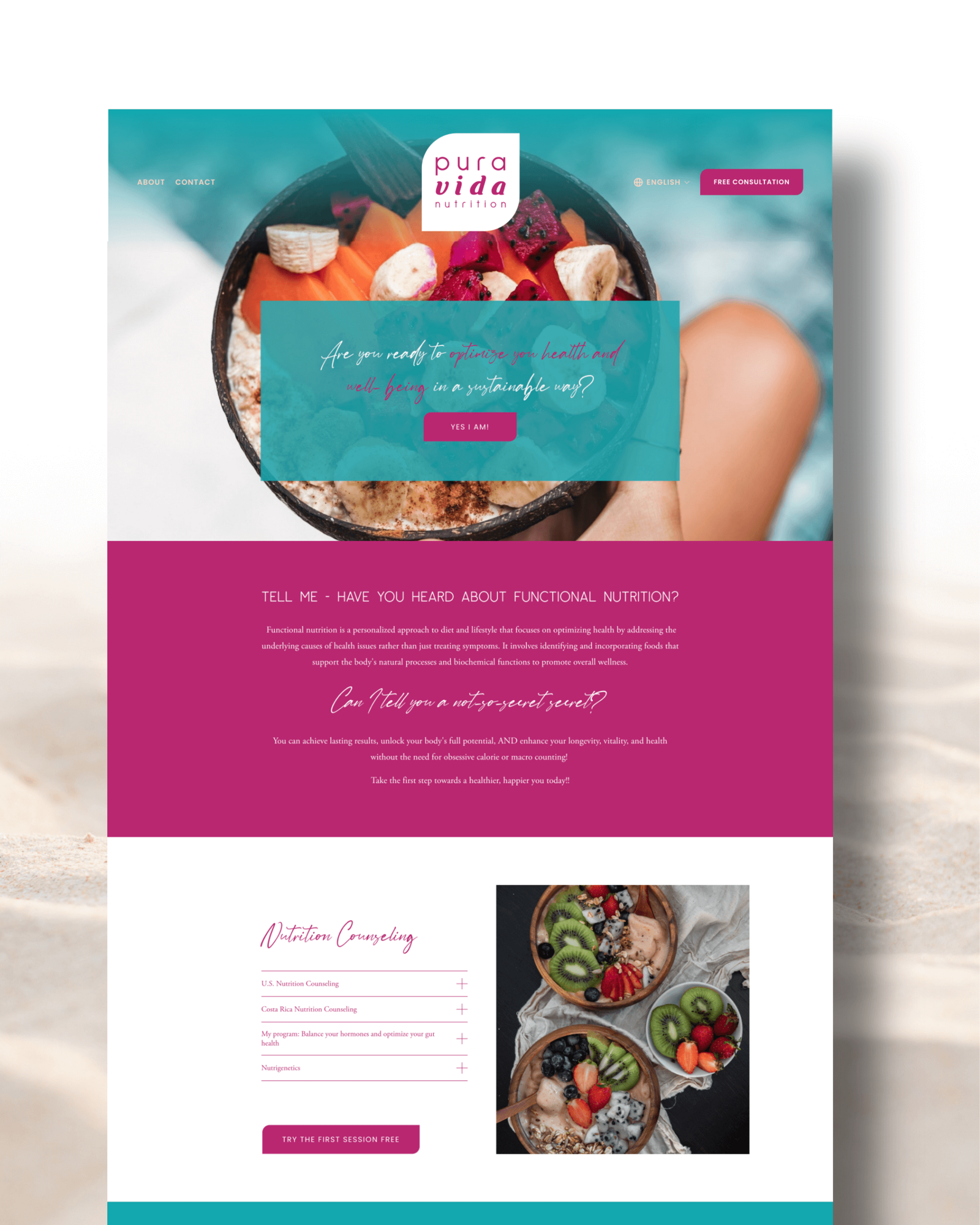 Nutrition Website Design