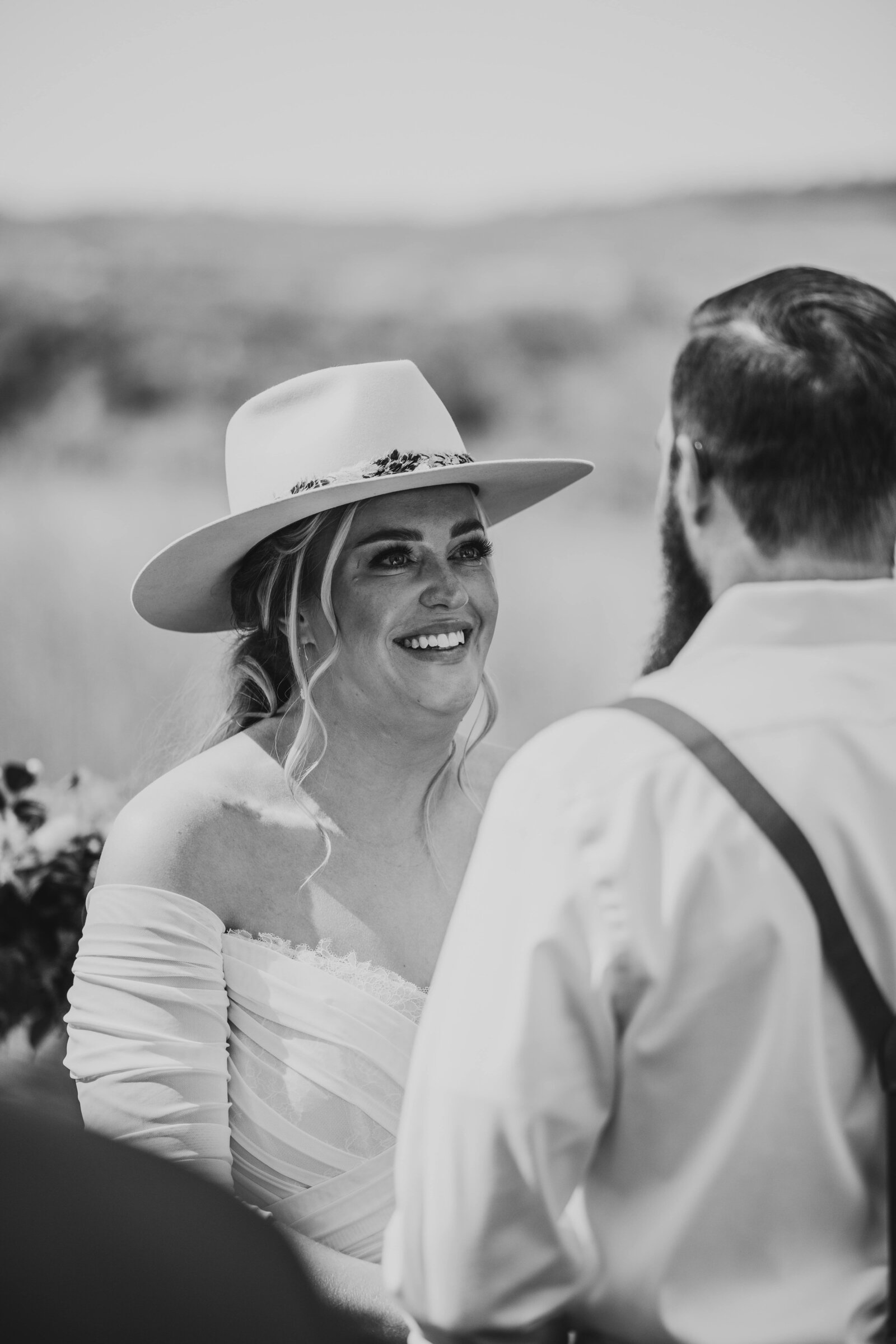 bride saying vows at ceremony