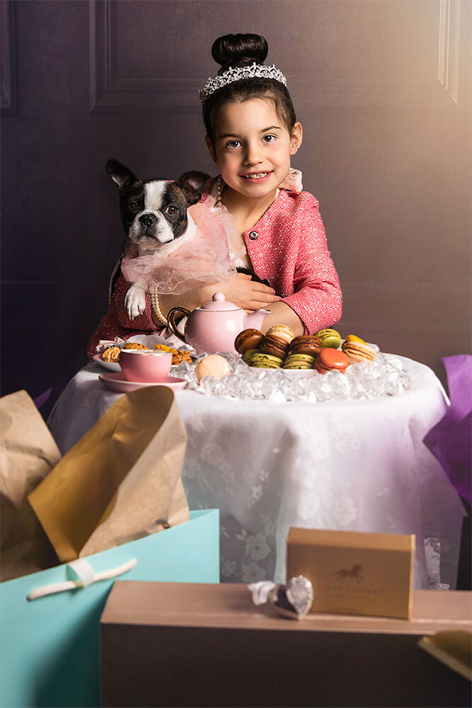 children-photography-session-studio-colorado-breakfast-at-tiffany-cute-sparkle-boston-terrier-puppy
