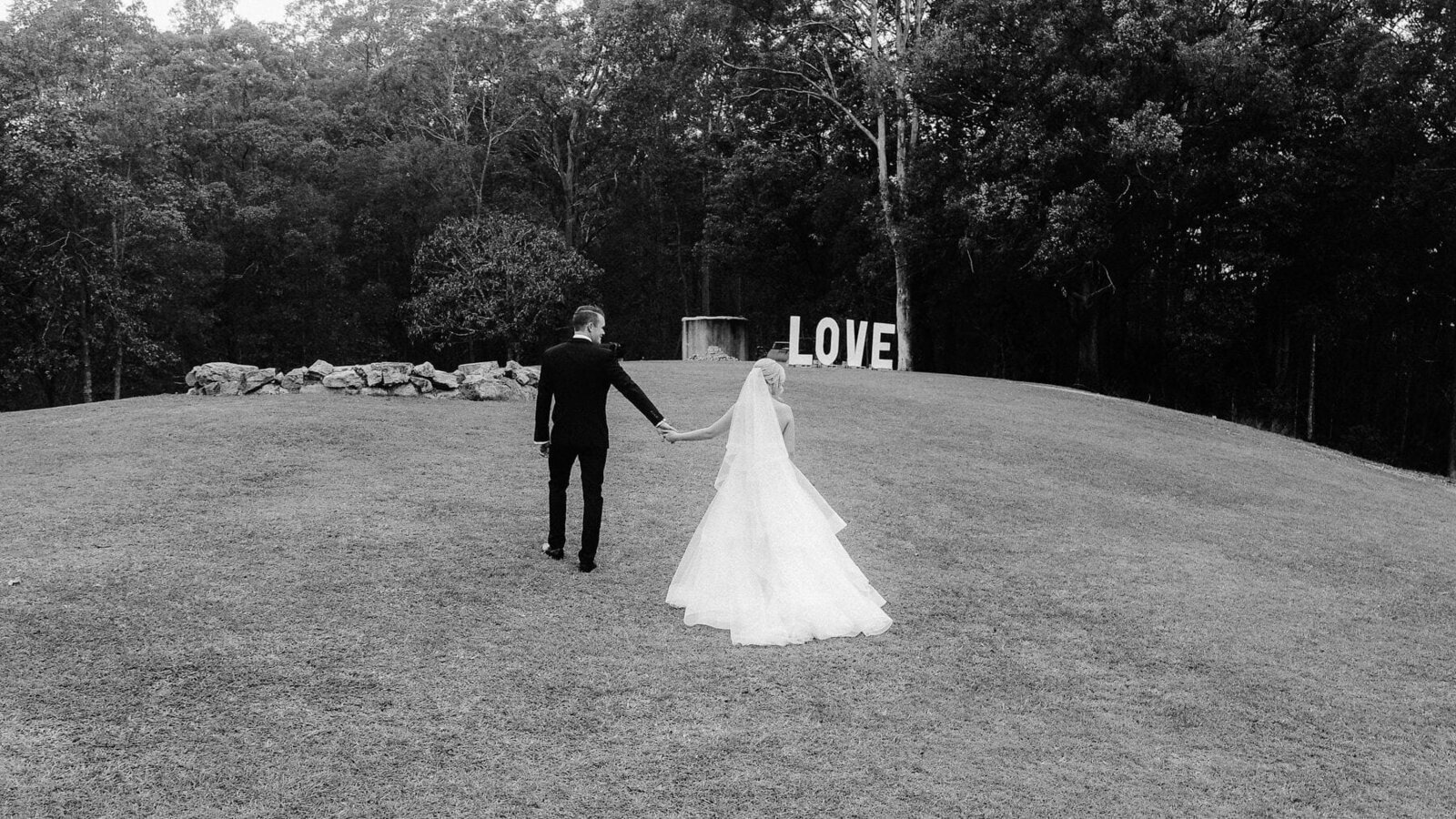 Bride and groom on their wedding day at Austinvilla Estate