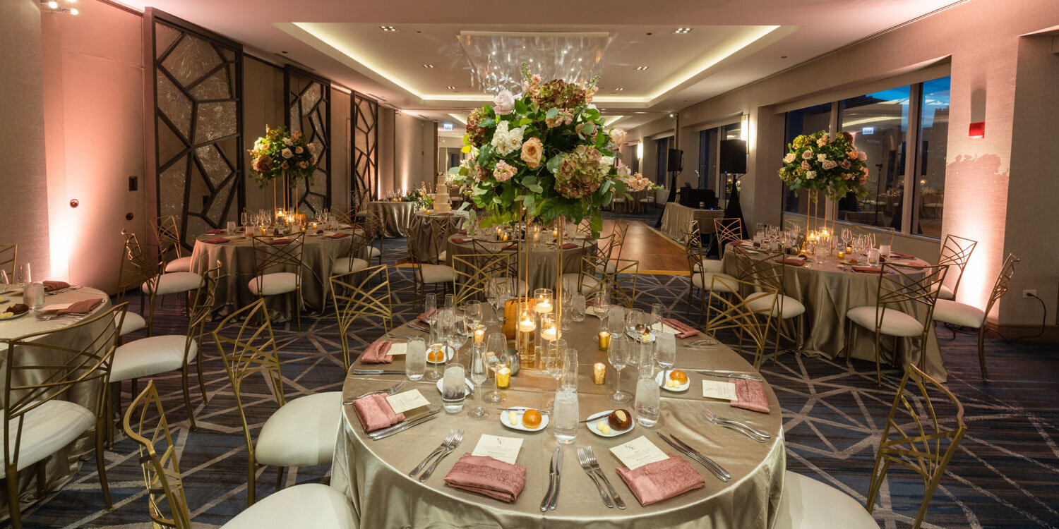 Elegant round table set up for a wedding