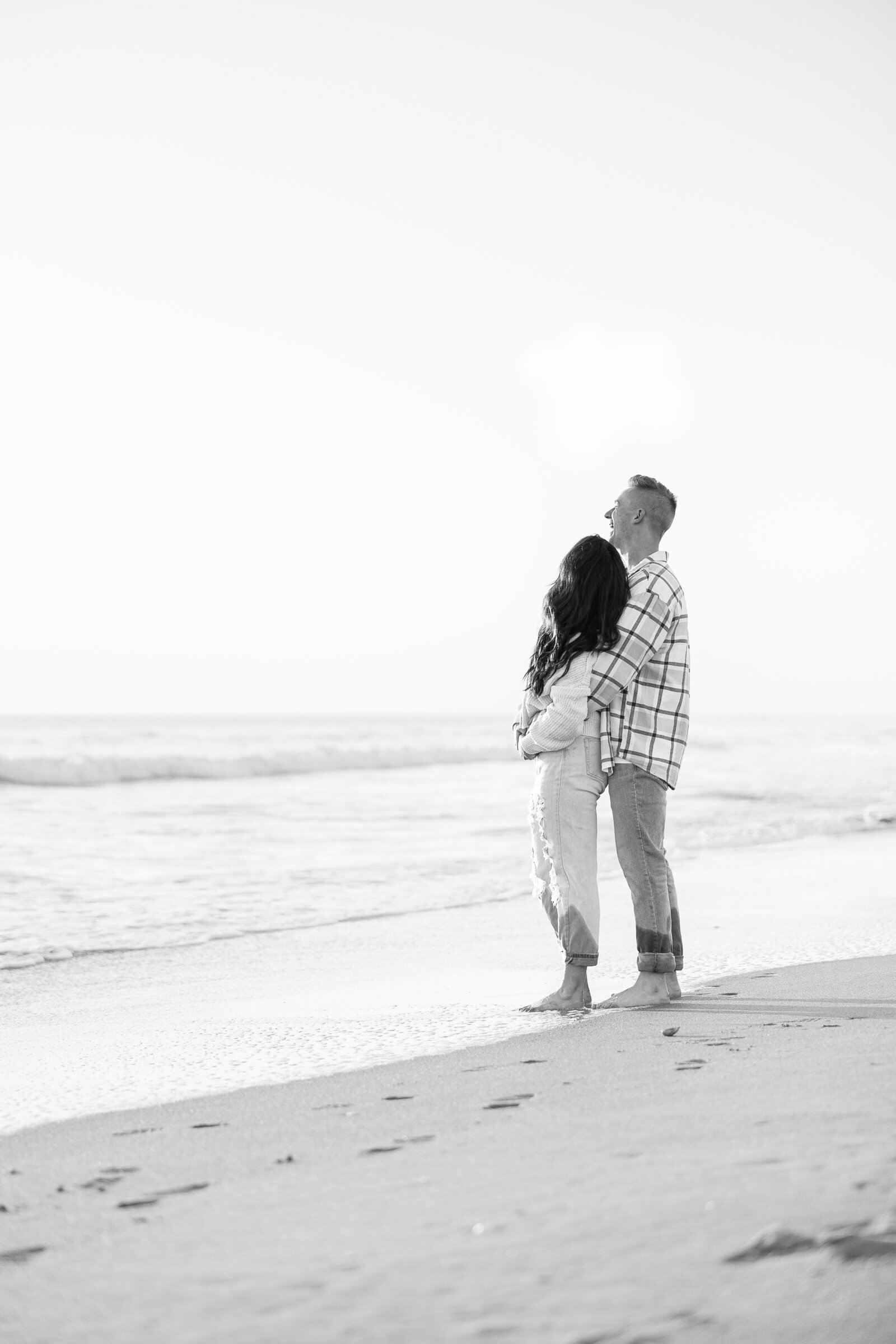 black and white image of couples engagement session