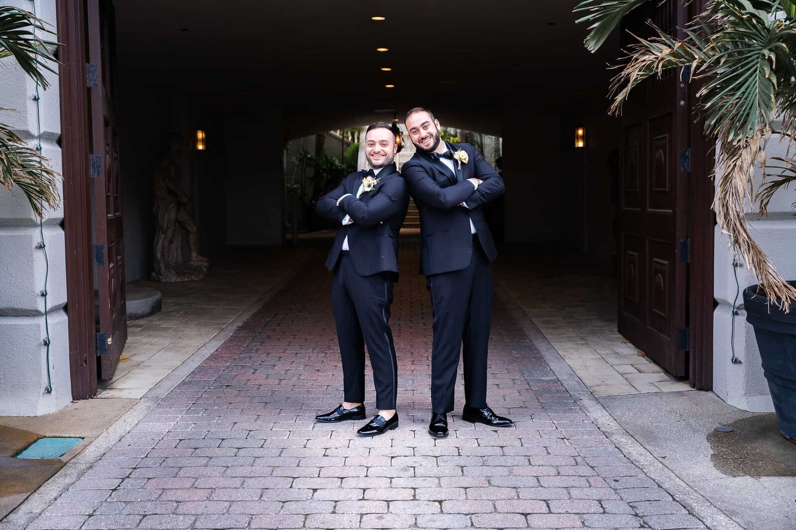 groom and groomsmen candid photos at jewish wedding at Casa Monica in St Augustine wedding Venue