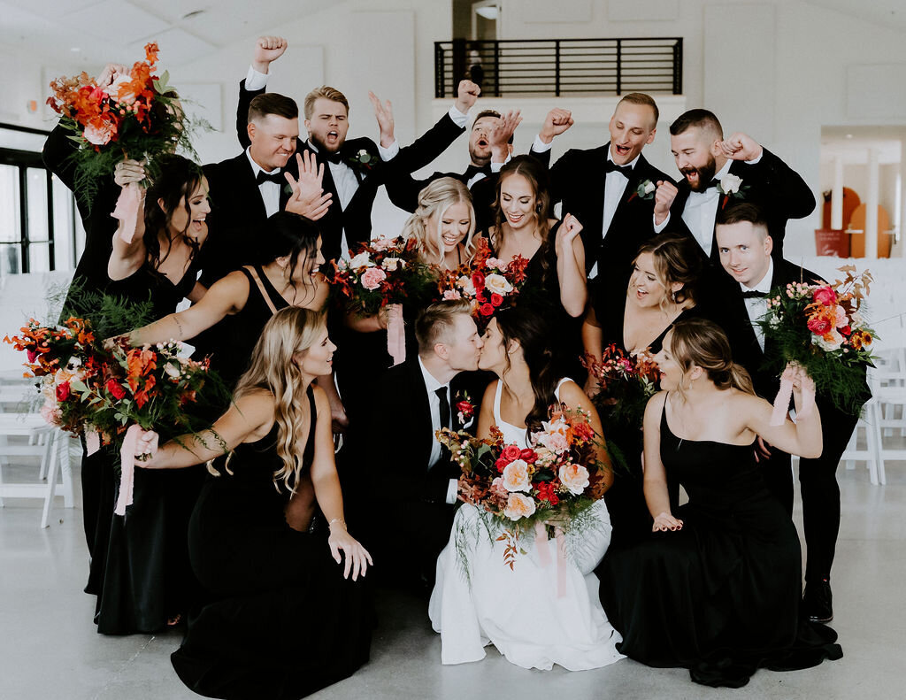 wedding-party-cheering-group-photo