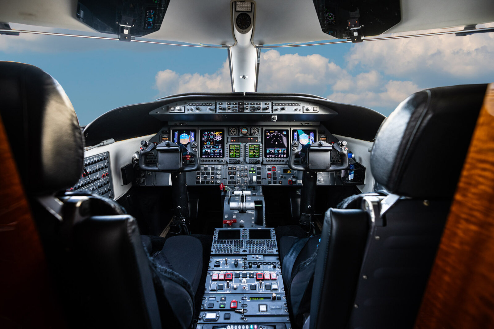 Cockpit of Learjet for brokerage listing