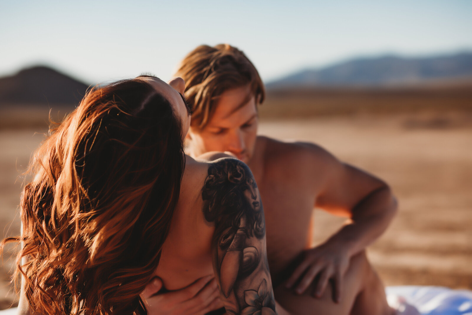 Intimate couples boudoir photography in desert - Kansas City traveling studio