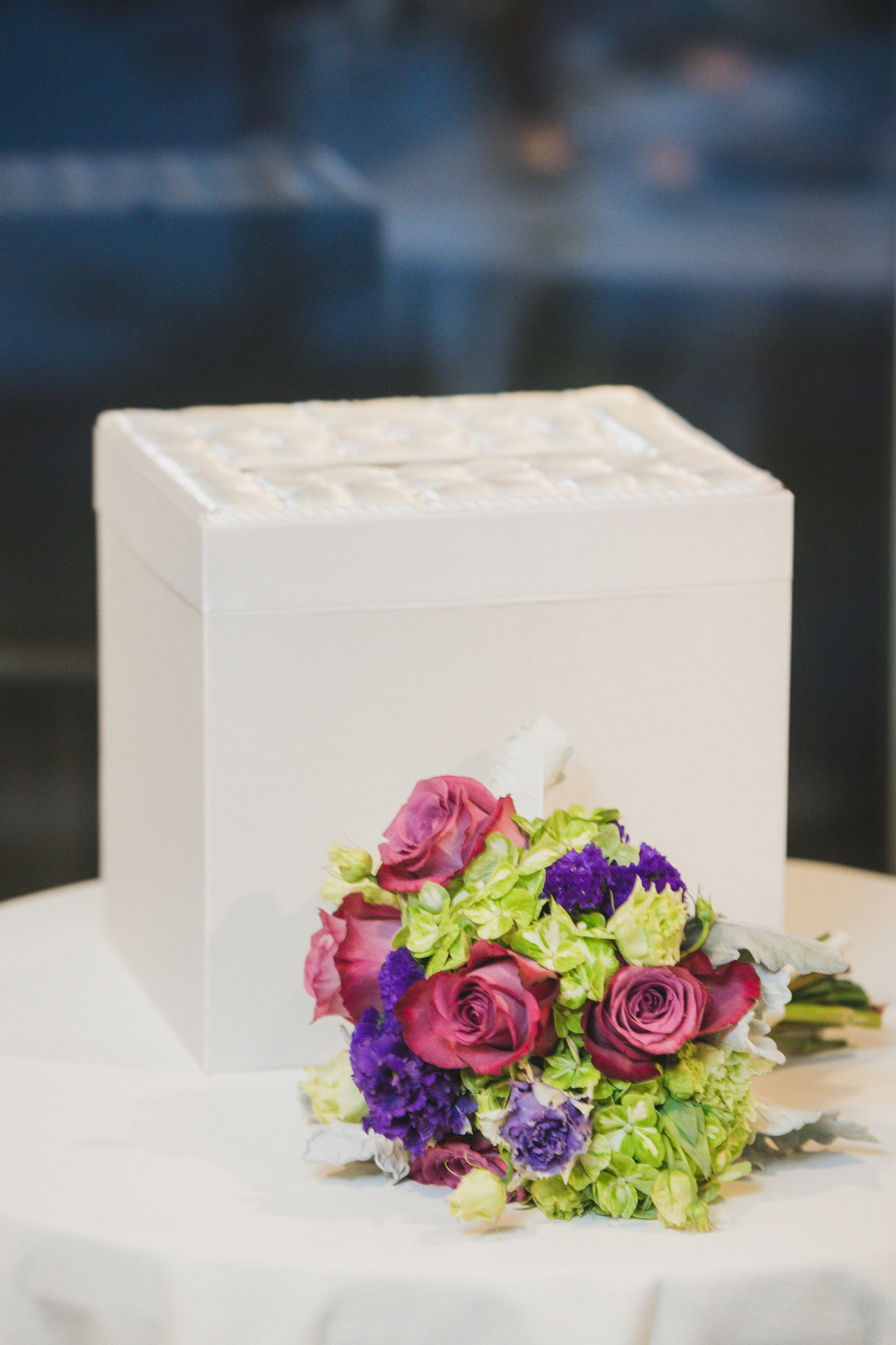 photo of gift card box with flowers in front for wedding at Sea Cliff Manor