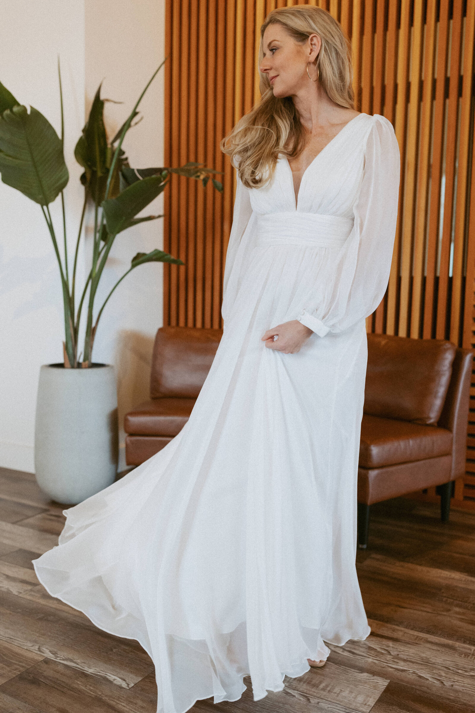 Sleeved V-neck A line | Emmanuel's Bridal