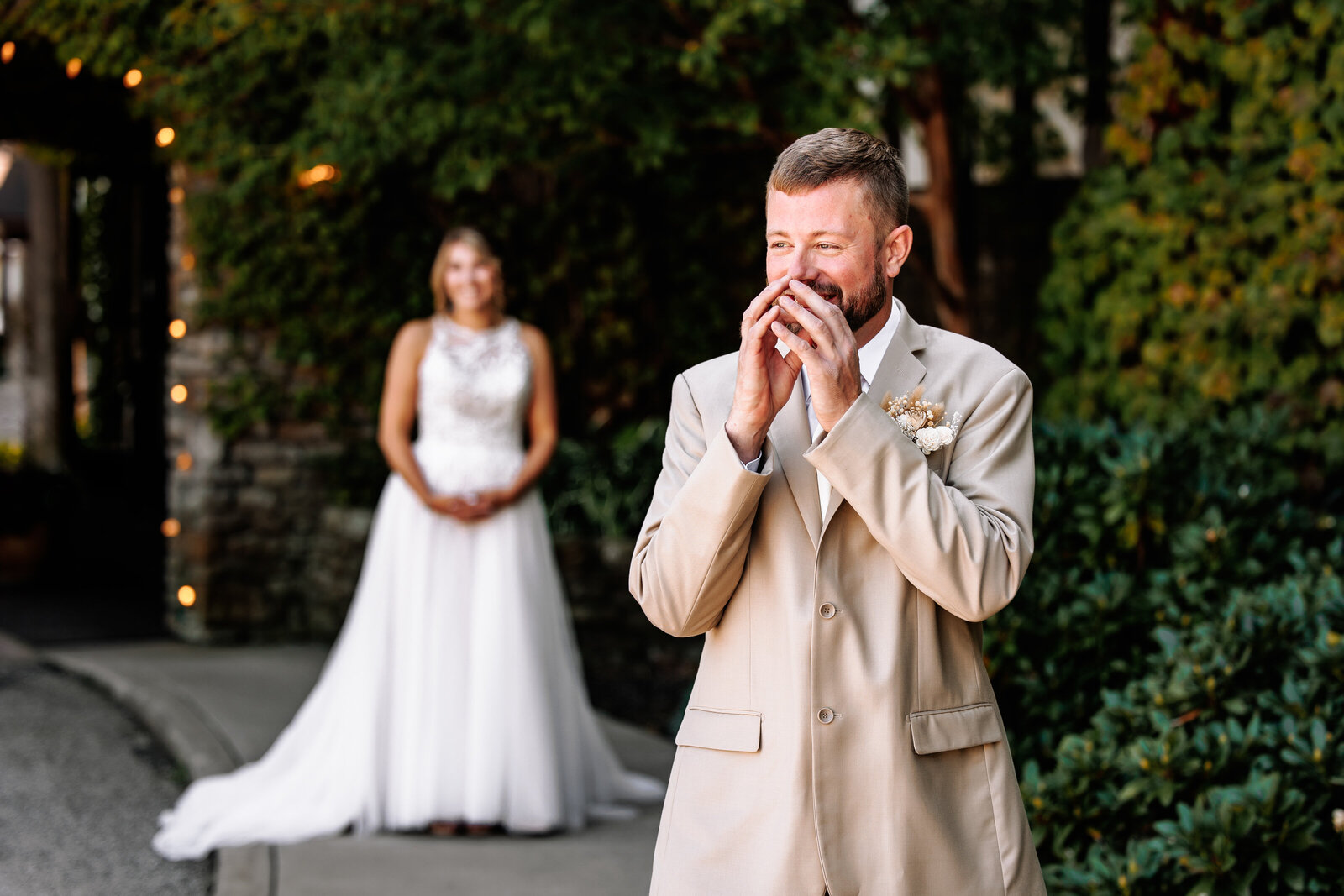 Groom waits in anticipation to see his bride