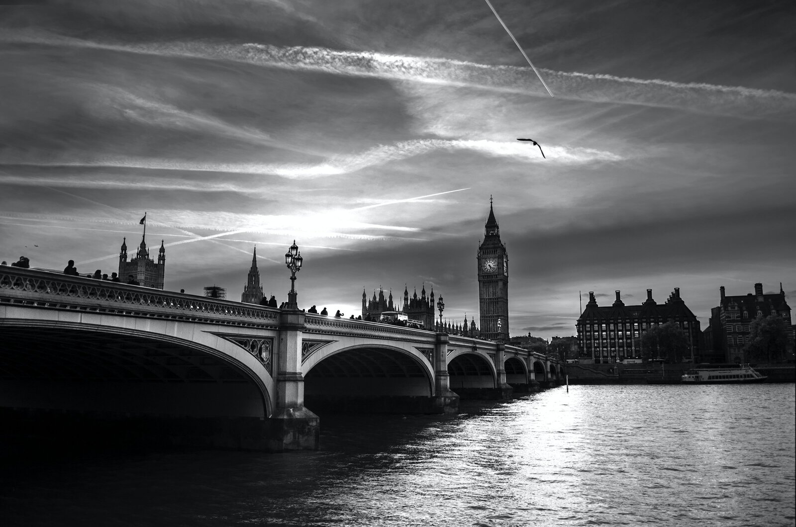 London's Big Ben and Westminster bridge perched along the Thames 