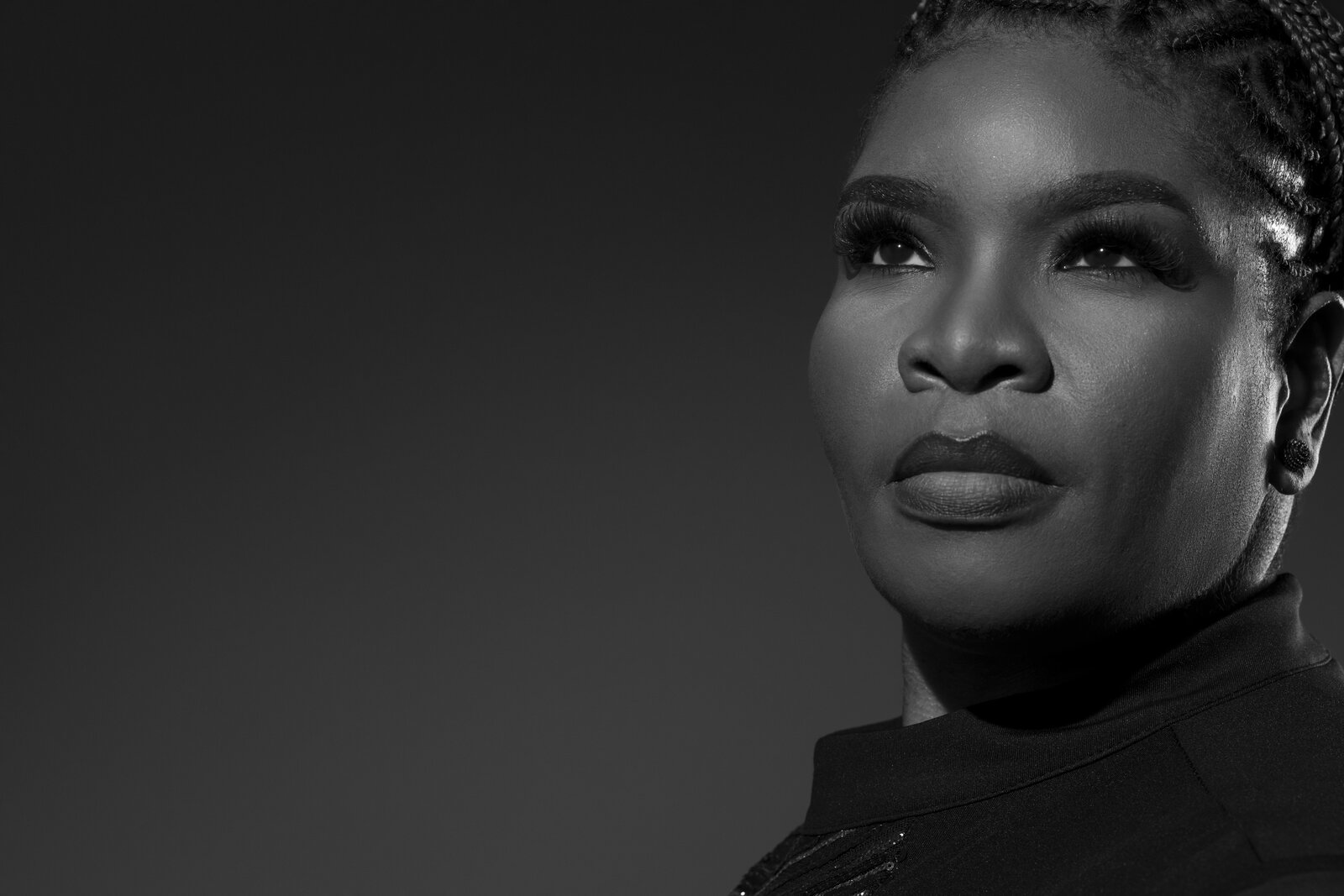 woman over 40 studio portrait