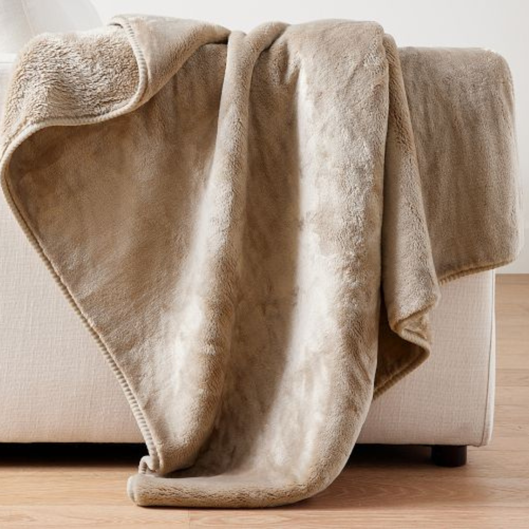 taupe luxury fleece throw blanket
