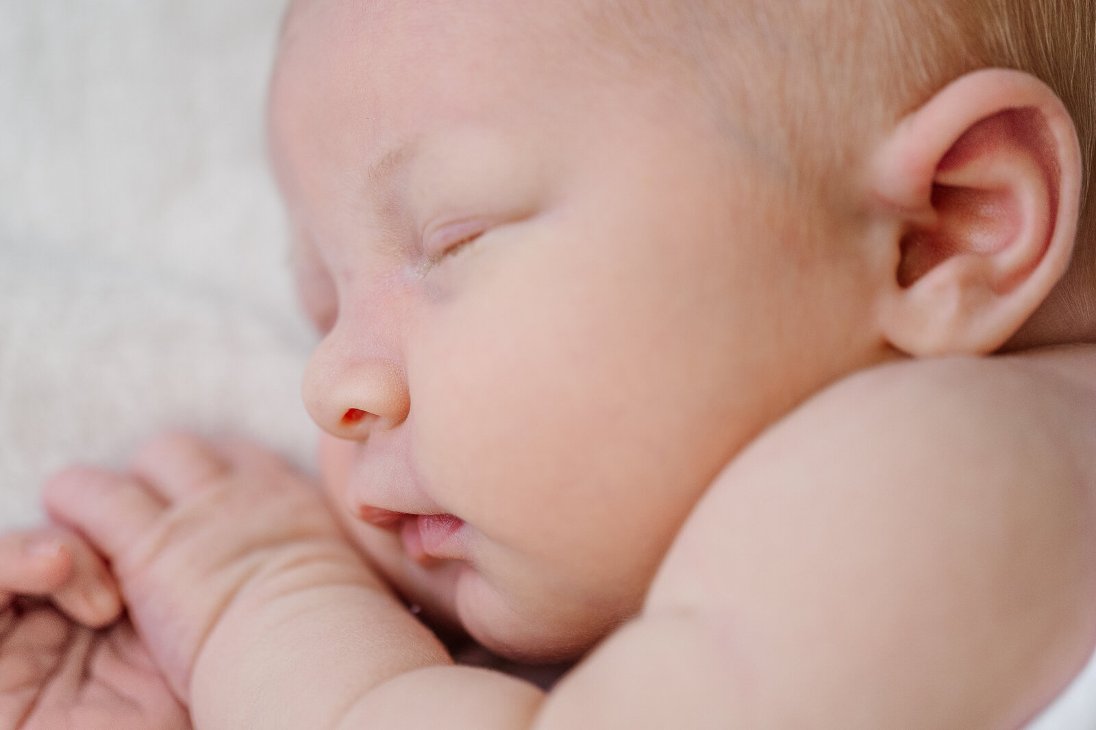 close up of newborn baby boy by lancaster pa photographer