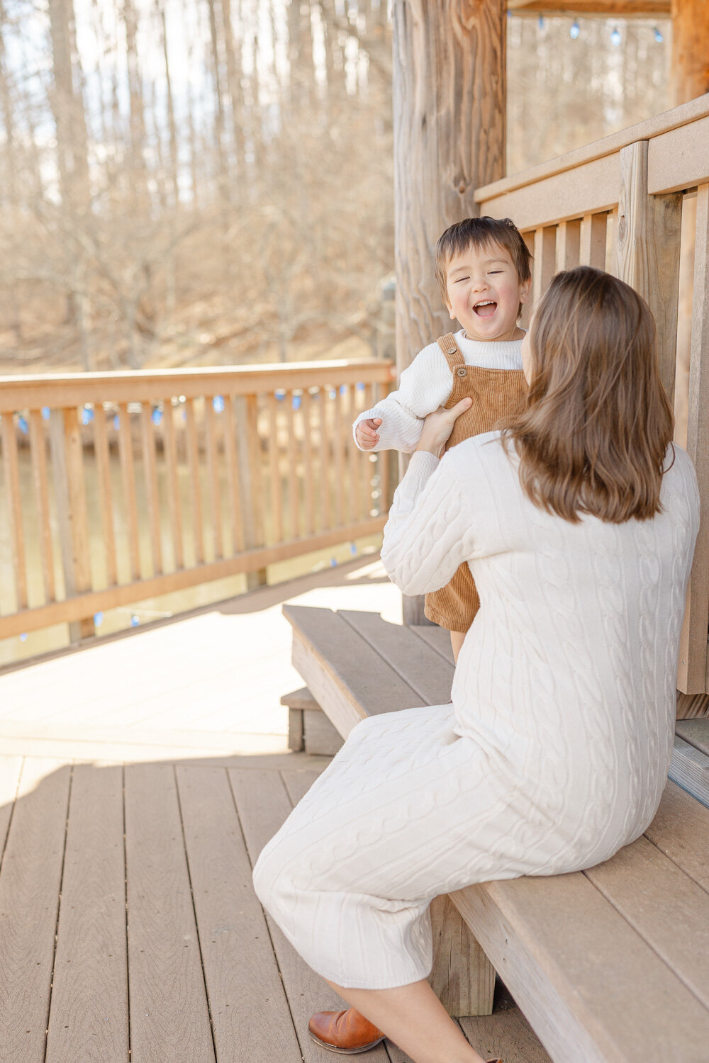 mom and son playing during Fairfax County, VA maternity photography