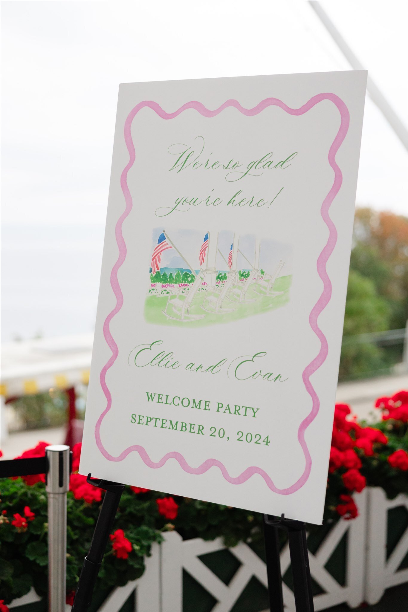 Custom Watercolor welcome sign for a wedding welcome party