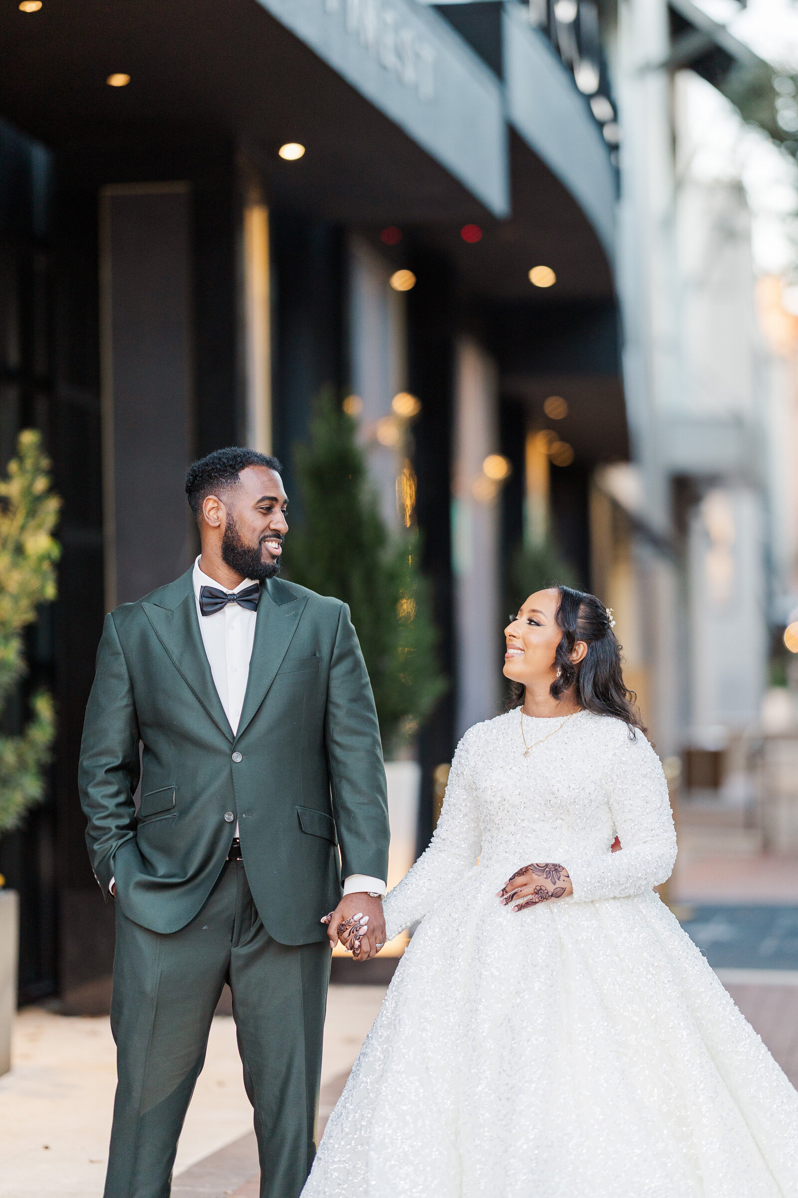 Bride and groom solo photoshoot outdoors before wedding