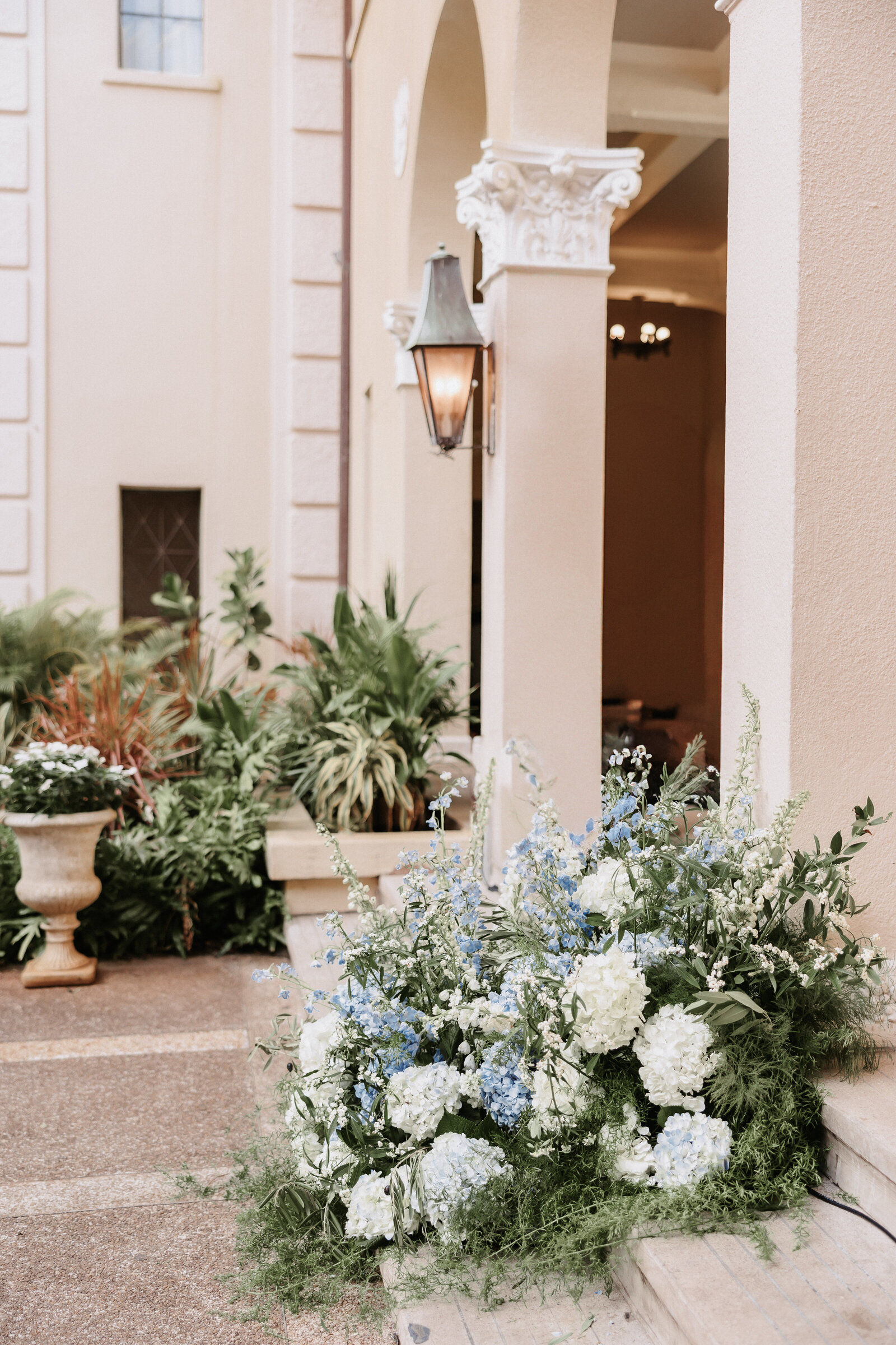 Ceremony wedding flowers blue and white