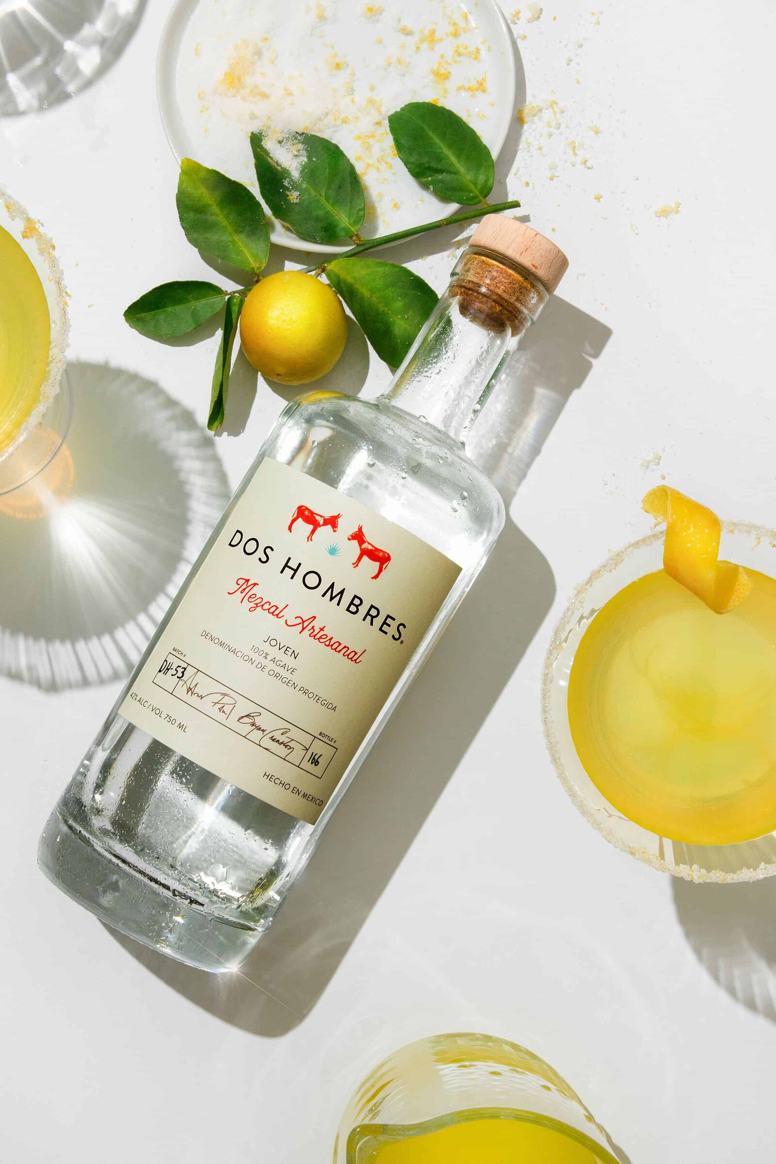 Bright, colorful cocktail photography featuring Dos Hombres Mezcal by a product photographer in Washington DC.