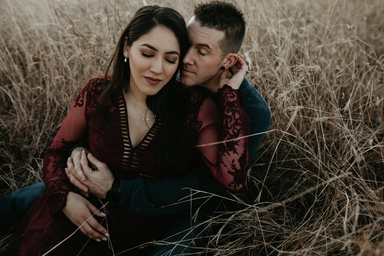 moody and romantic engagement session at lake lavon in dallas texas