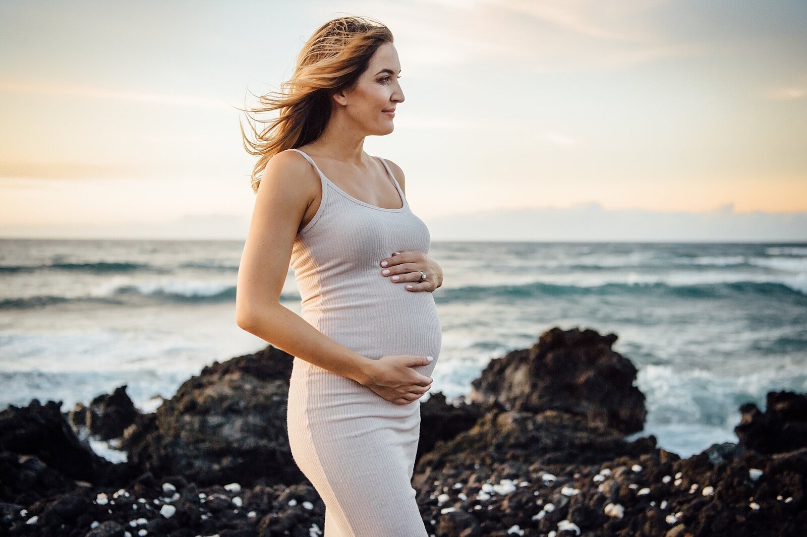 pregnant mama at sunset