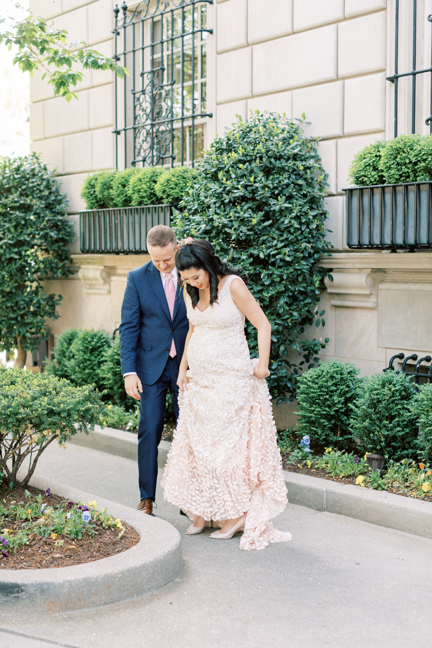 First look between the bride and groom at a DC wedding venue