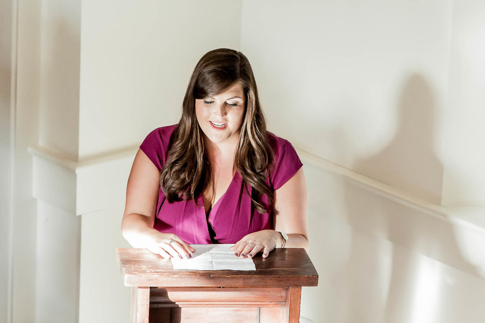 Guest does a reading, Coleman Hall, Mt Pleasant, South Carolina