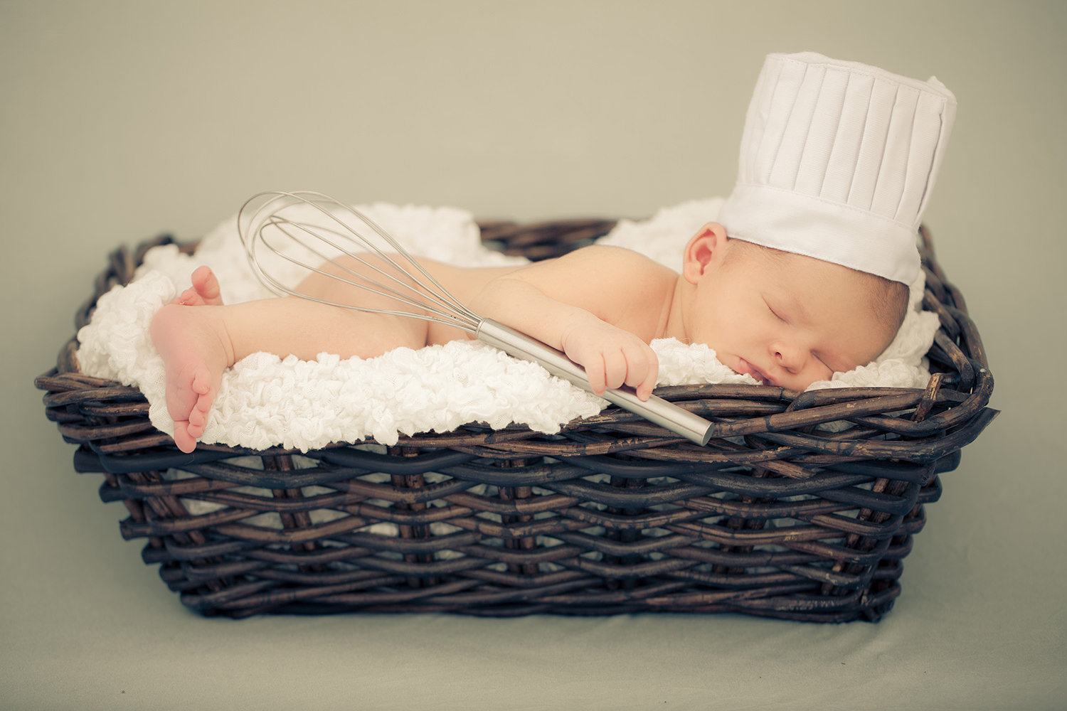 san diego newborn photography | newborn in chef hat with whisk