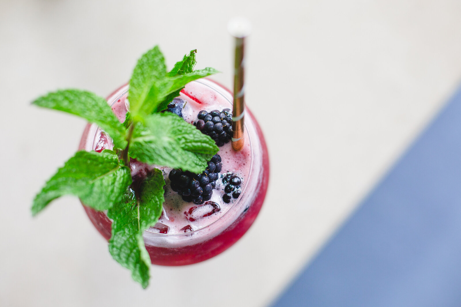 Beautiful summer drink with blackberries at Anvil Pub Restaurant