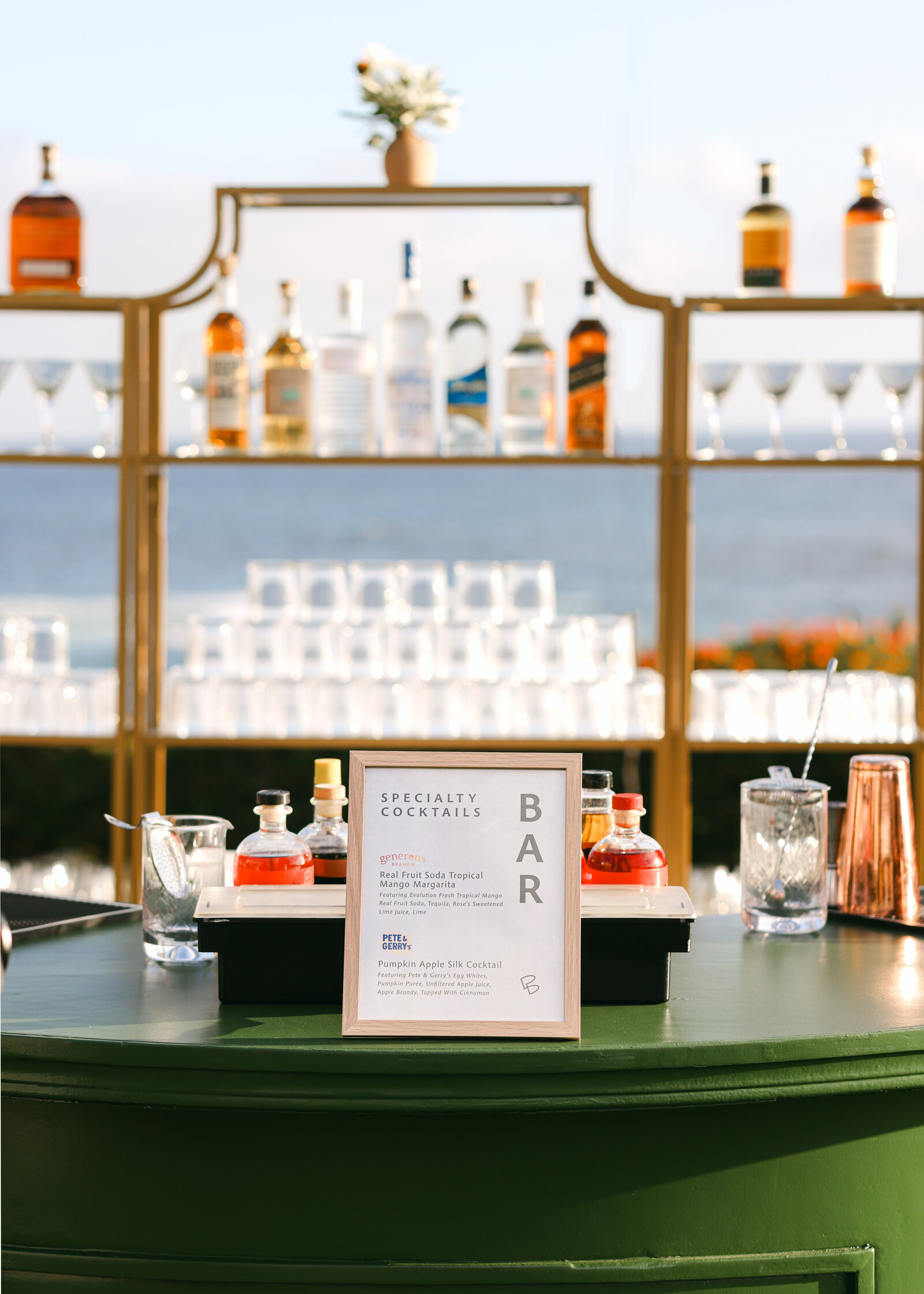 Luxury elevated cocktail bar overlooking ocean for private equity event photographed by Chelsea Loren