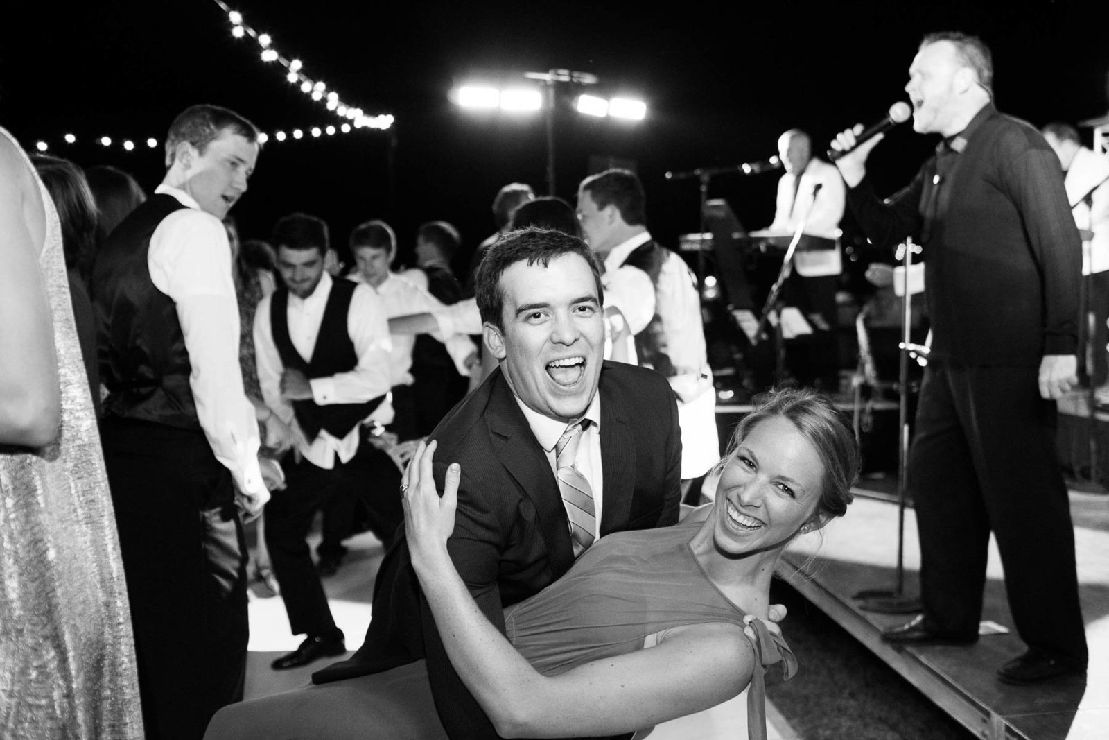 Guests dance at reception, Oakland Plantation, Mt Pleasant, South Carolina