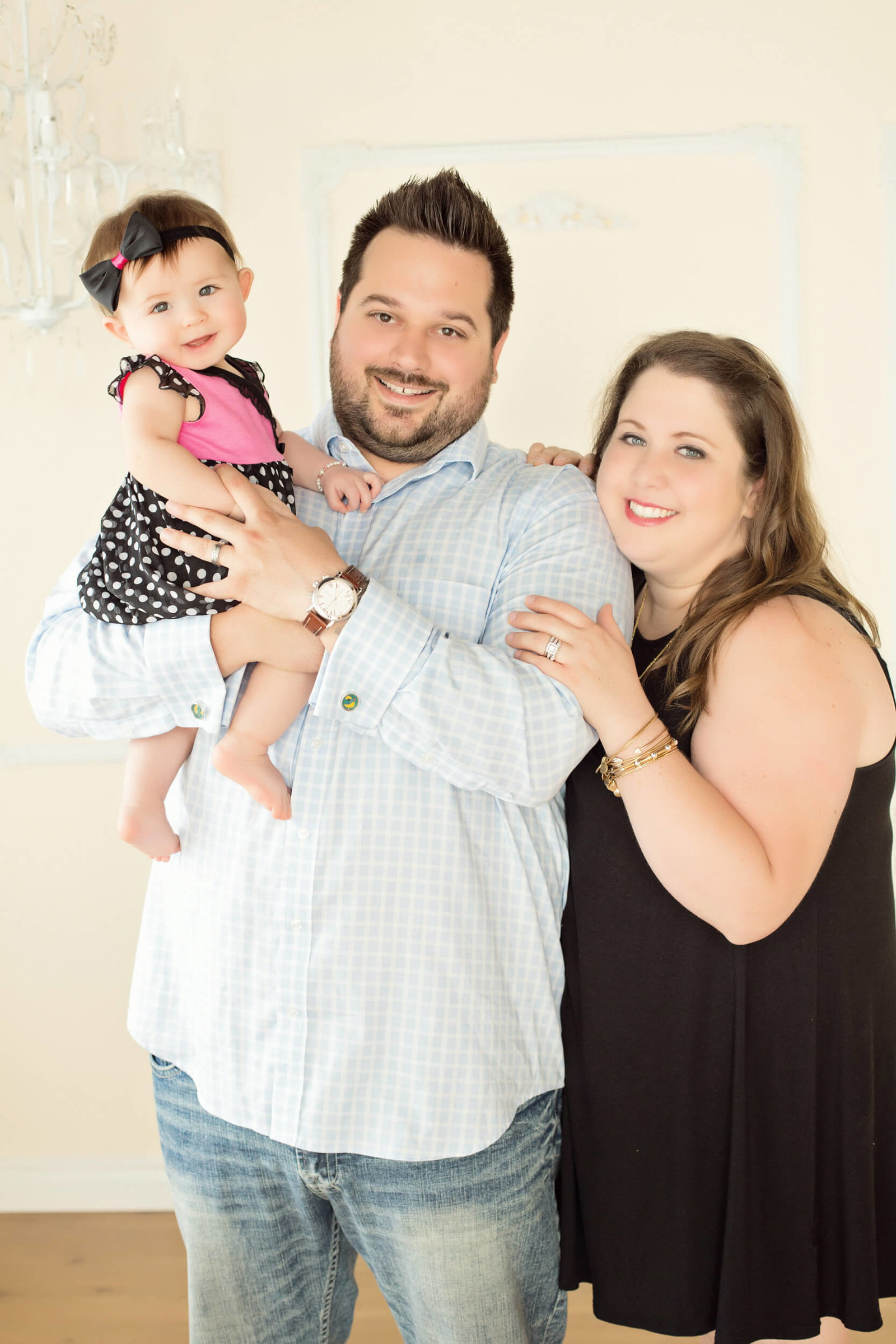 indoor family of three photography