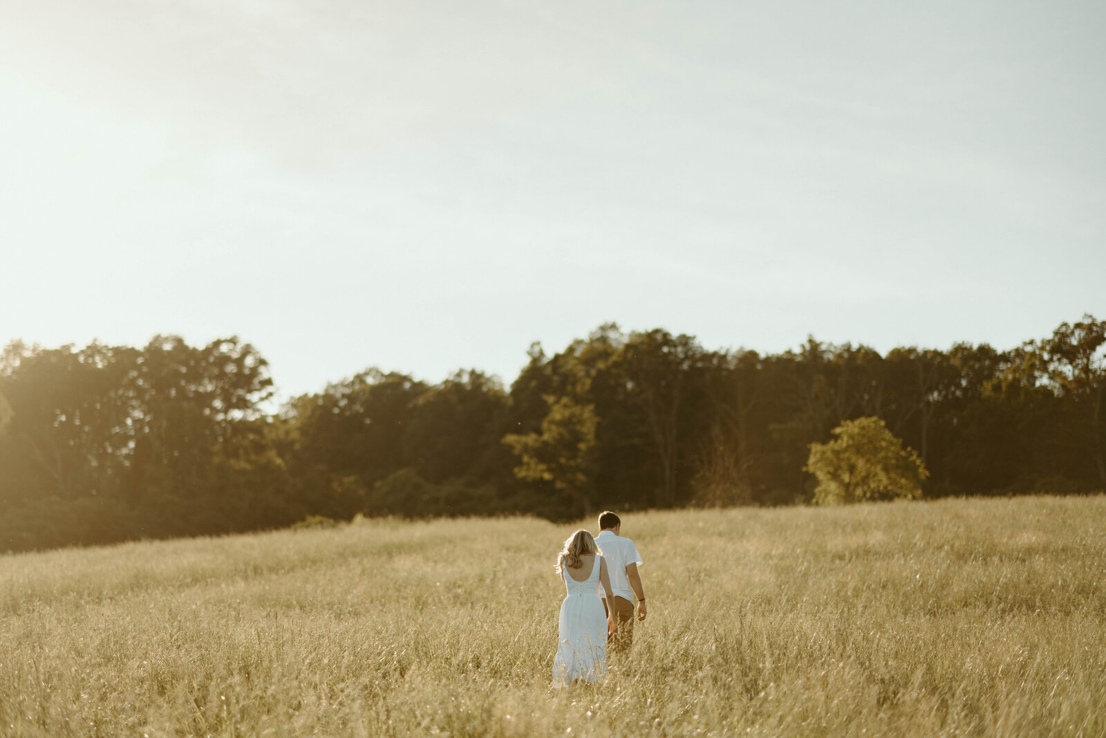 engagement photos in a field during summertime