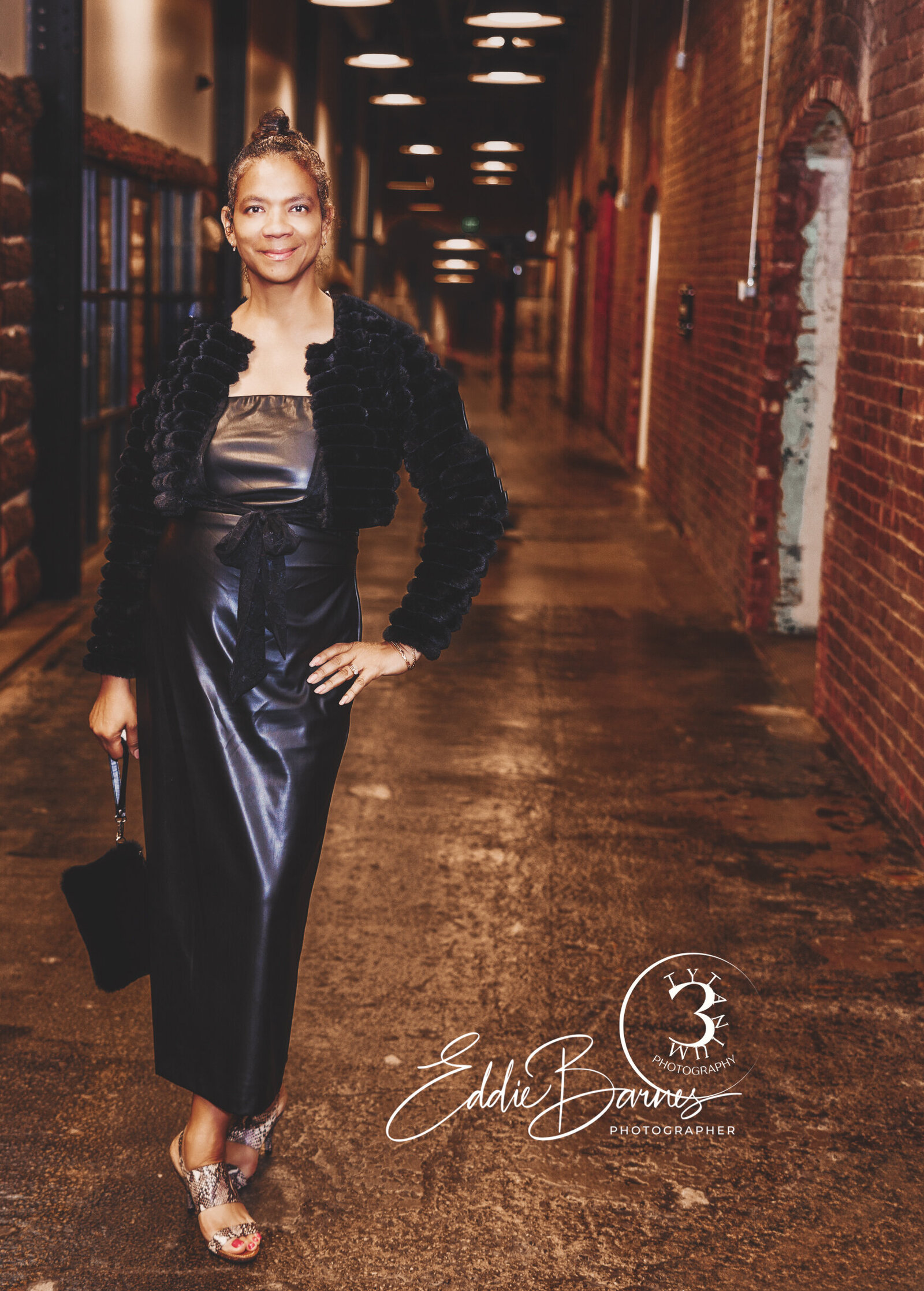 Lady in black posing in Greenville, SC
