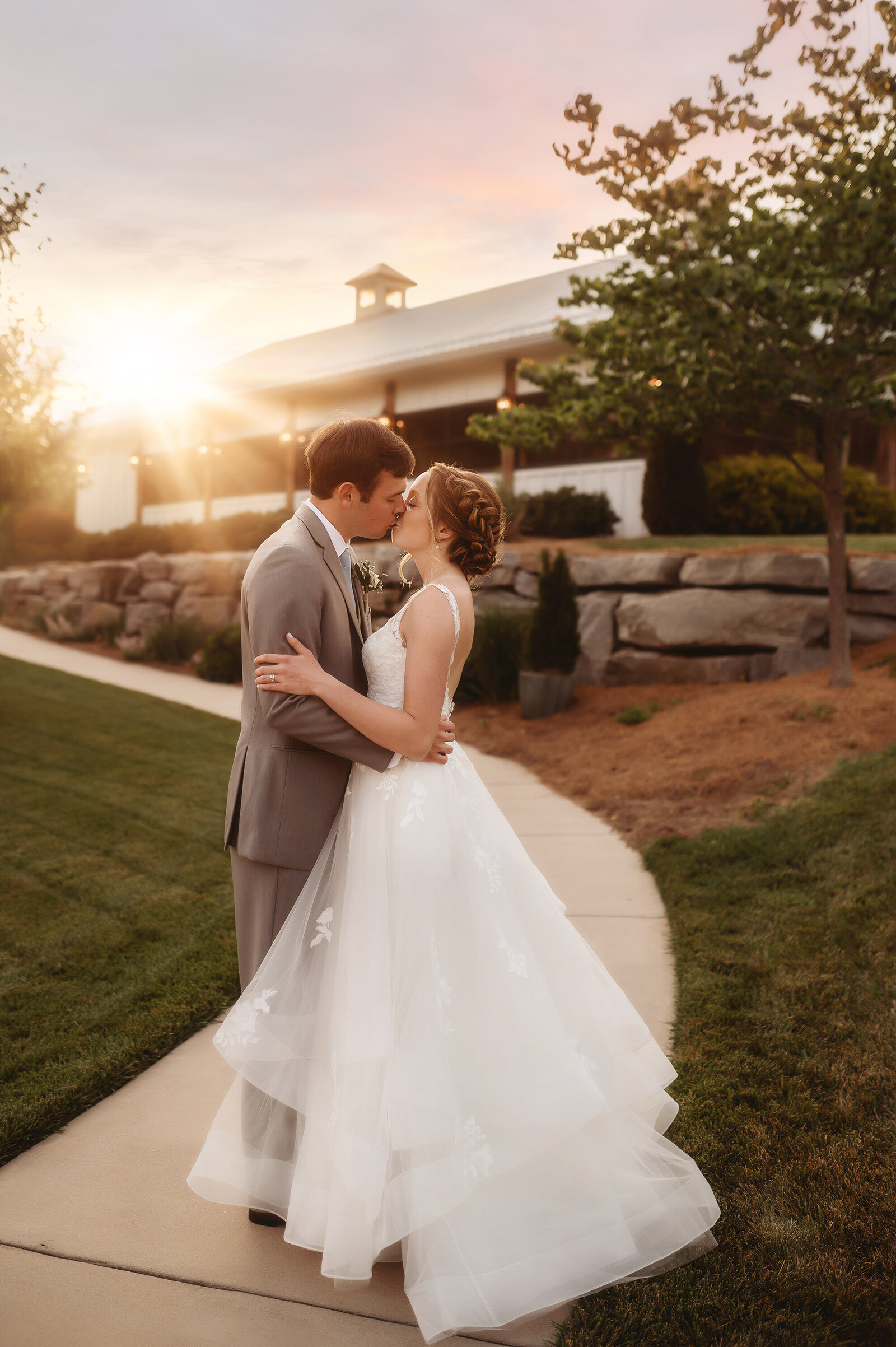 Newlyweds pose for Wedding Photos at Chestnut Ridge Events in Asheville, NC.