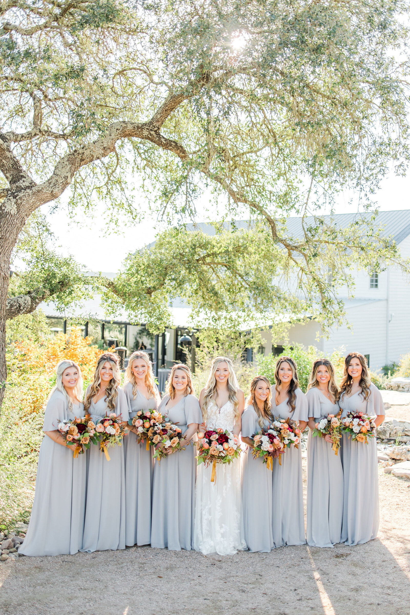 bride with bridesmaids