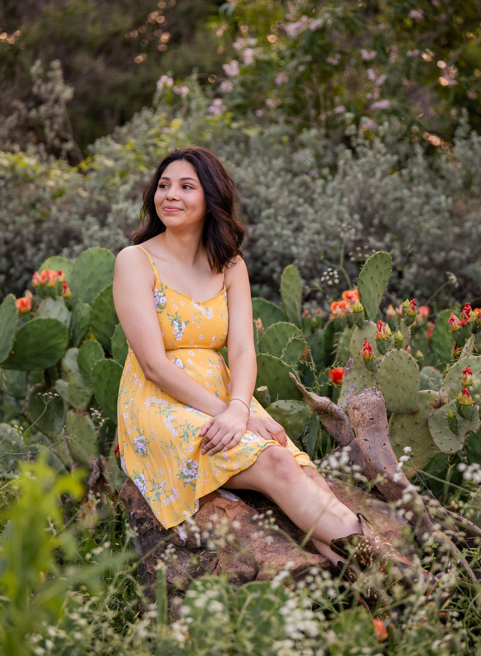 senior girl in cactus garden