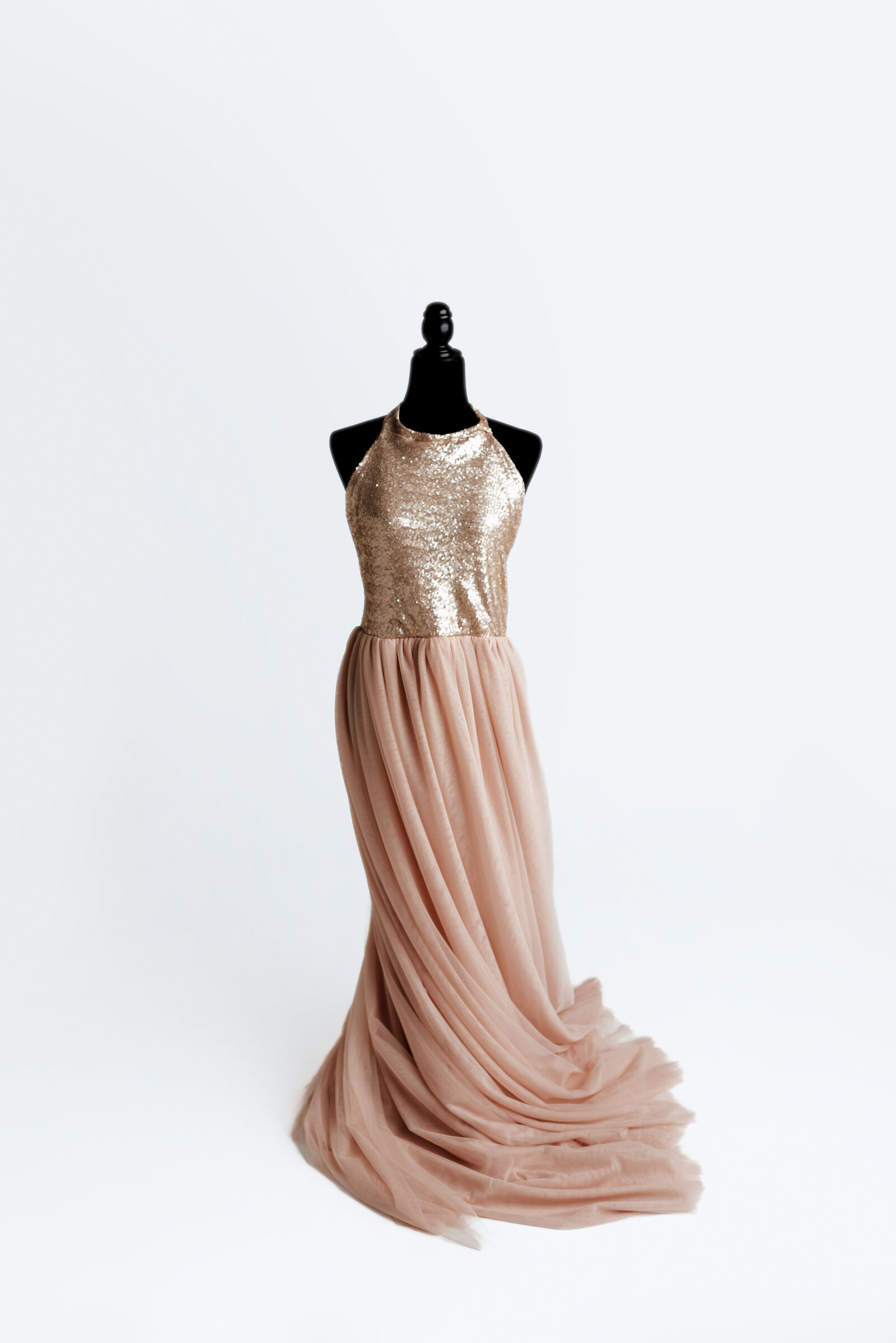 beautiful pink and gold gown for maternity and empowerment sessions