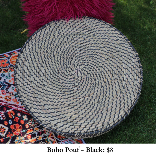 Boho Pouf-Black-798