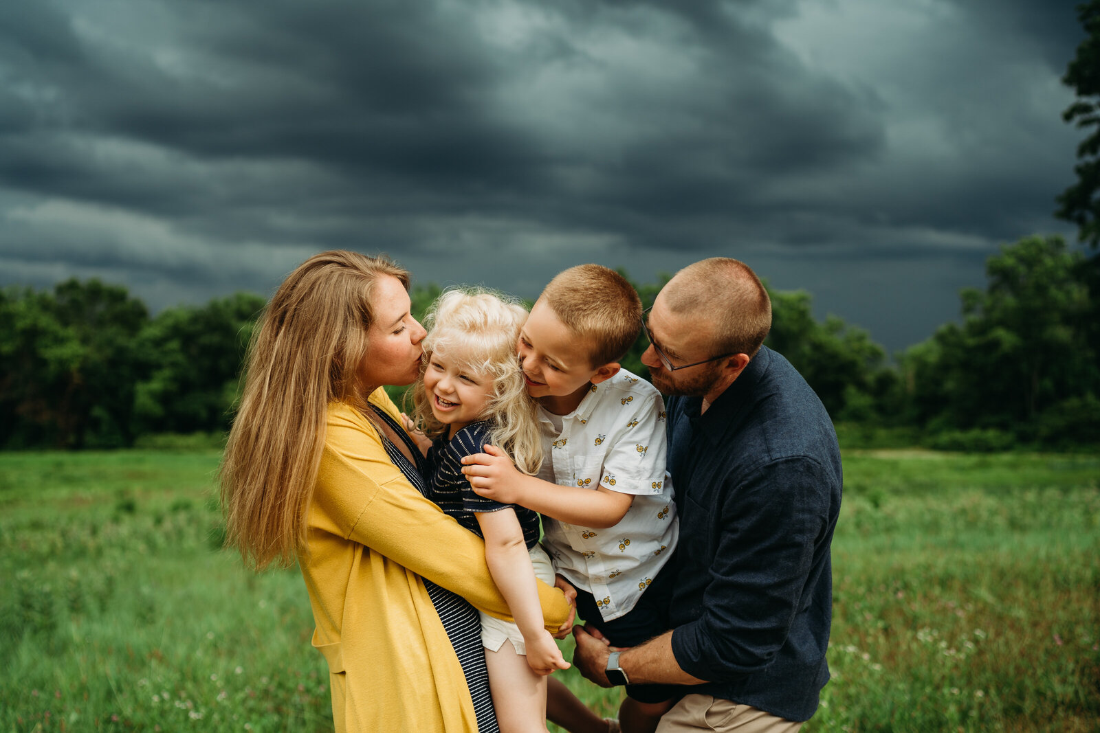 family photos with stormy skies