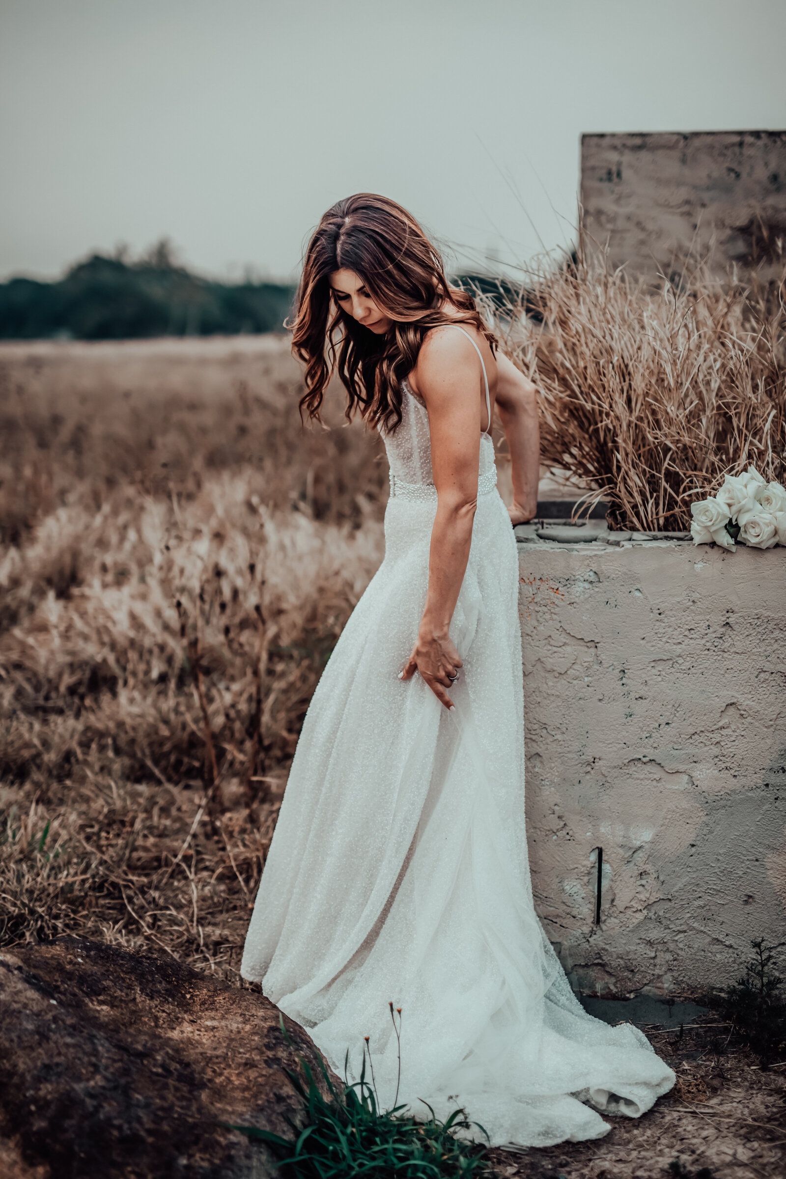 Bride twirling in her wedding dress