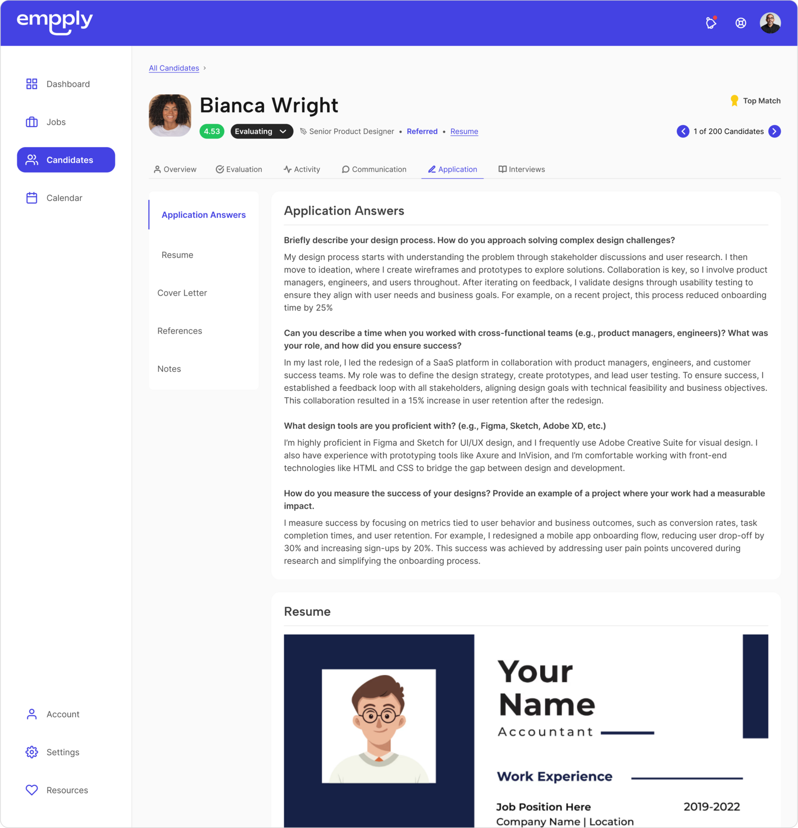 Application Tab