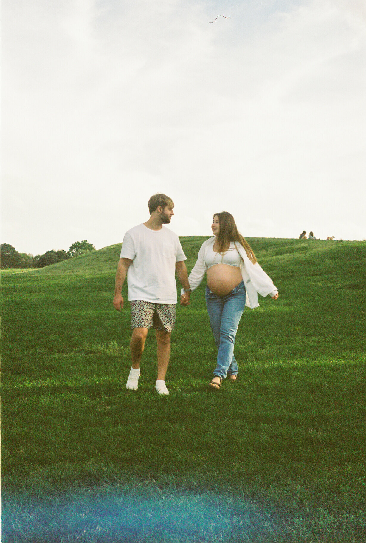 Maternity session springtime in Raleigh NC at Art Museum on digital and film