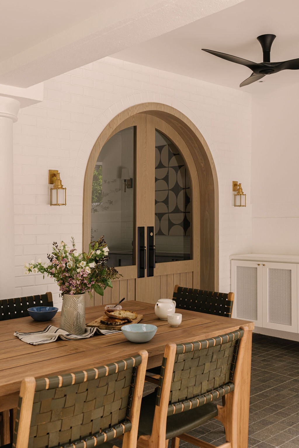 dining area and front door view