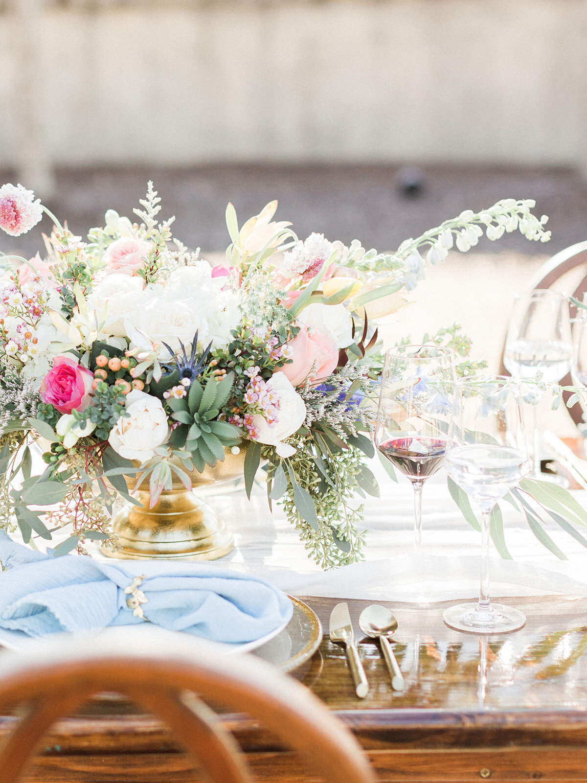 bright wedding tablescape with pastels
