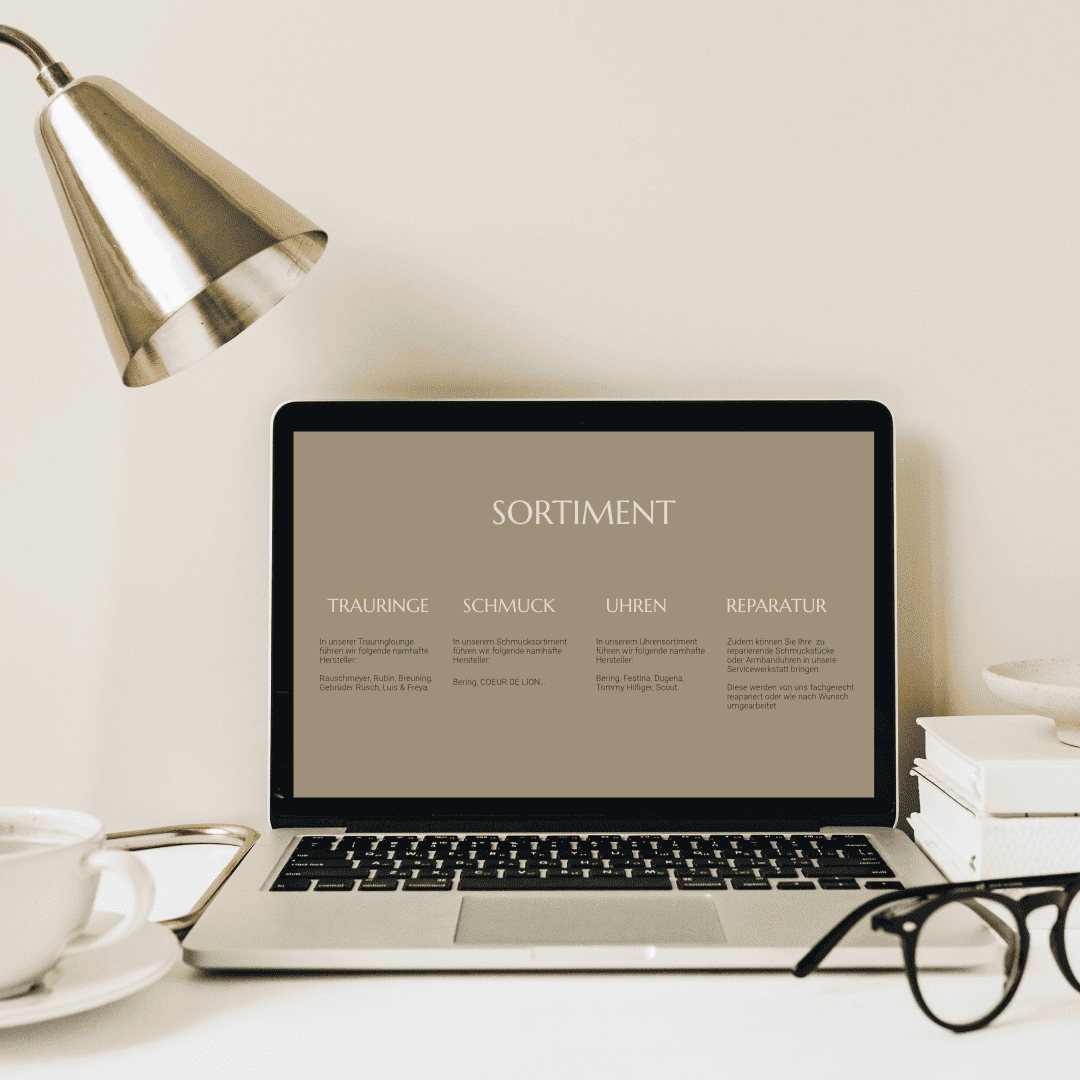 Website von einem Juwelier mit seinen Angeboten