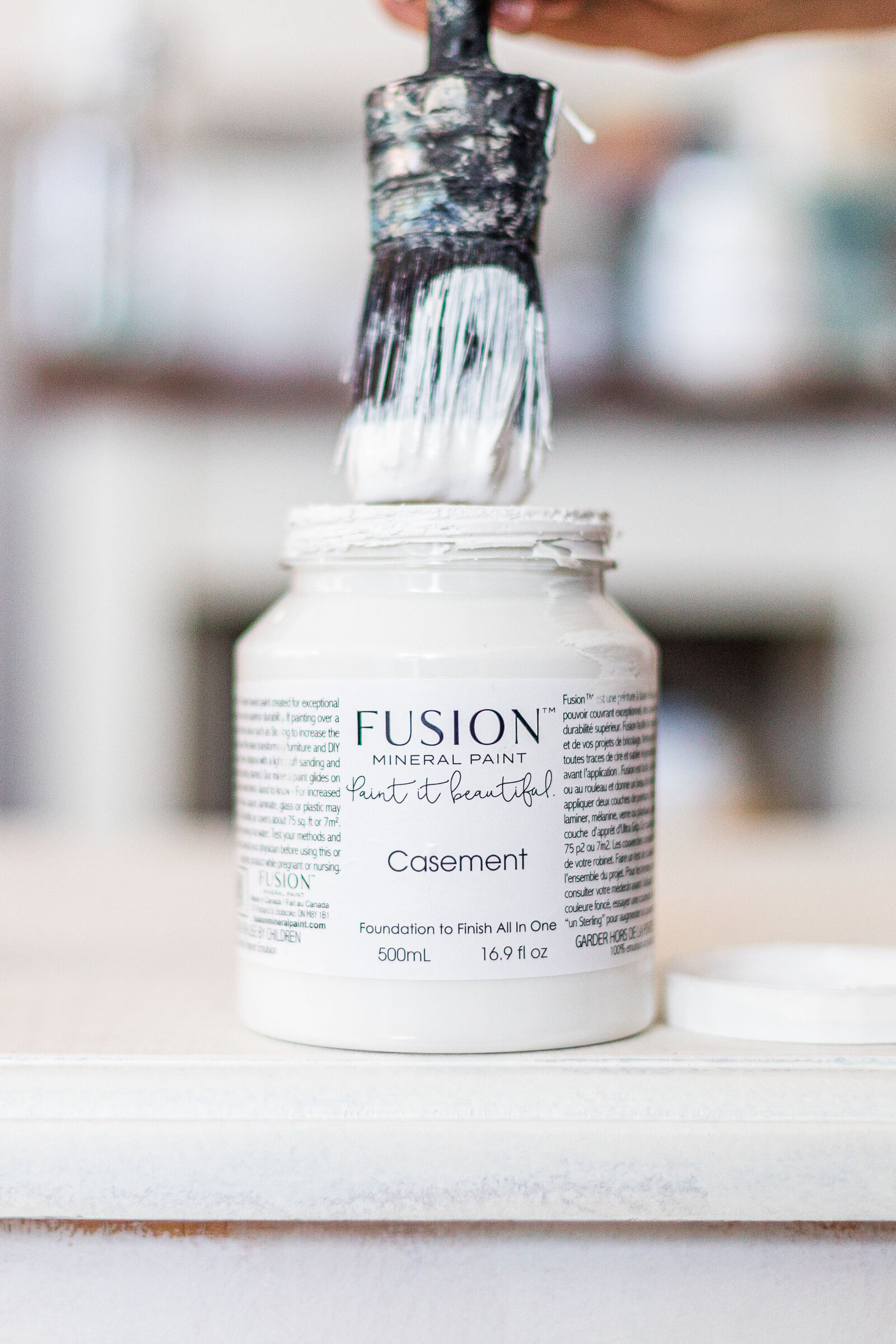 White Fusion Paint Casement and brush Uptique Boutique Oriliia Canada