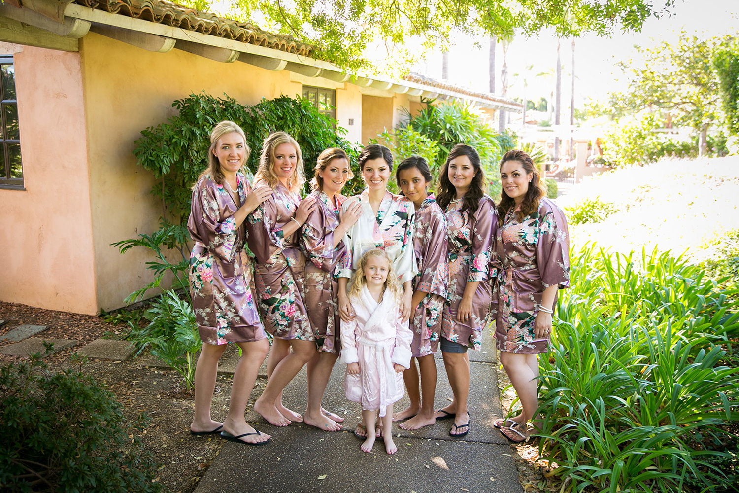 Bridesmaids in matching gift robes