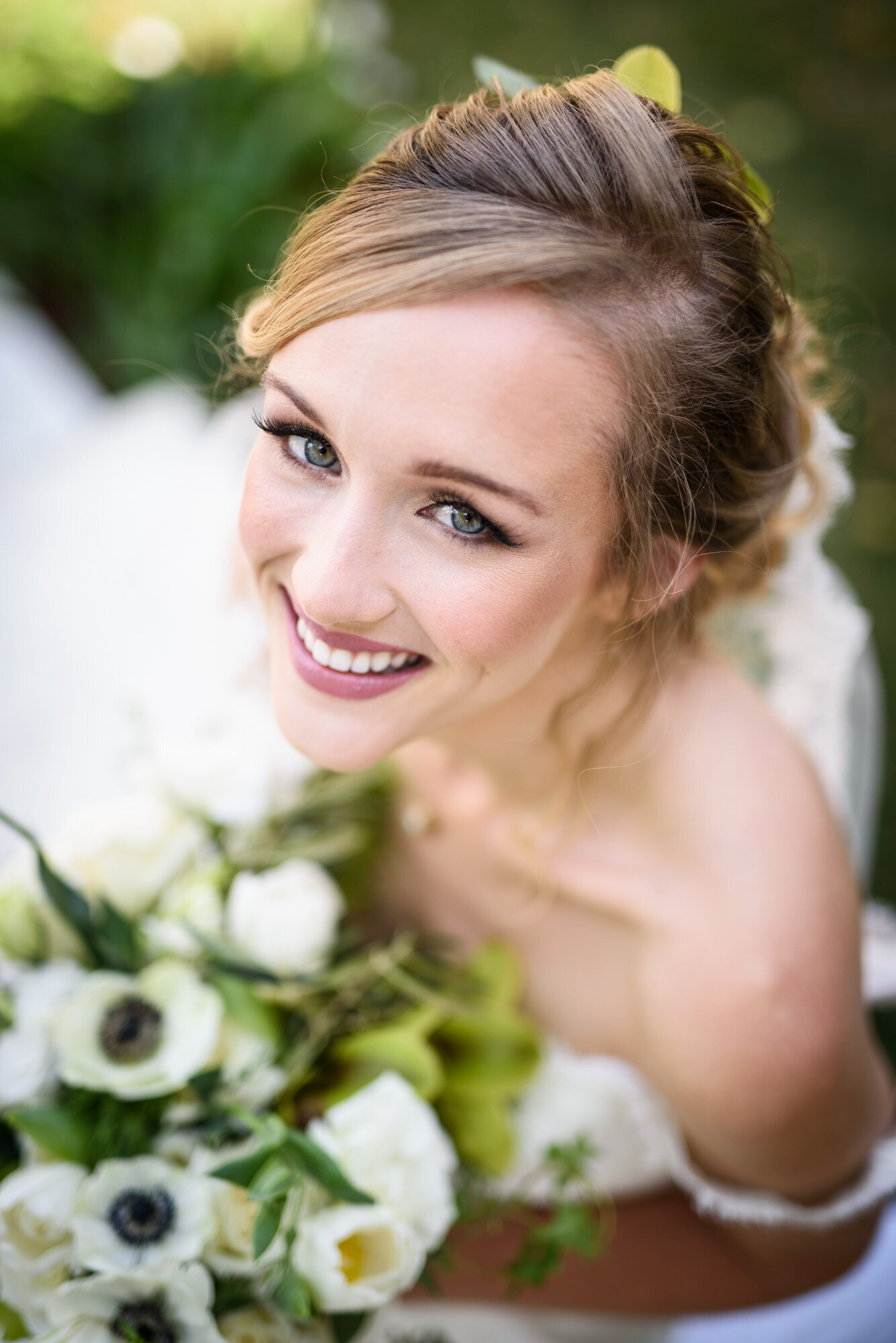 Close up of smiling bride