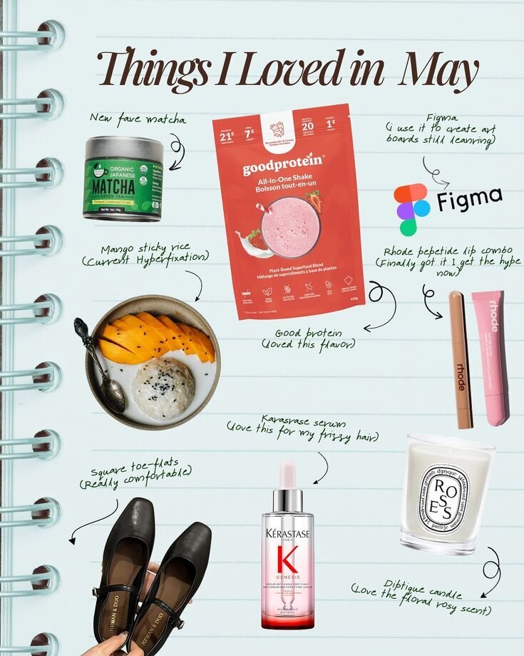 Some things I loved in May 🌿✨_Kinda random, kinda everything I needed___– Organic Japanese matcha has fully replaced my coffee obsession lately @nurturtea _– Mango sticky rice = my comfort food era, no notes_– Been wearing these